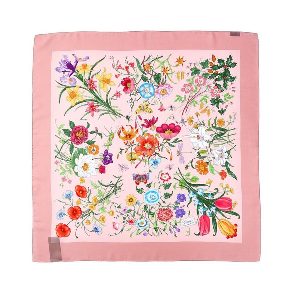 Gucci Printed Flora Silk Twill Carre